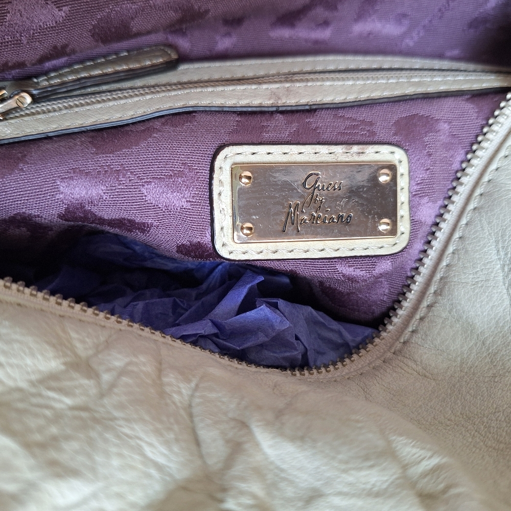 Guess Y2K Leather Chain Hobo Slouchy Shoulder Bag Studded Ruched Metal Bold Edgy - Picture 8 of 16